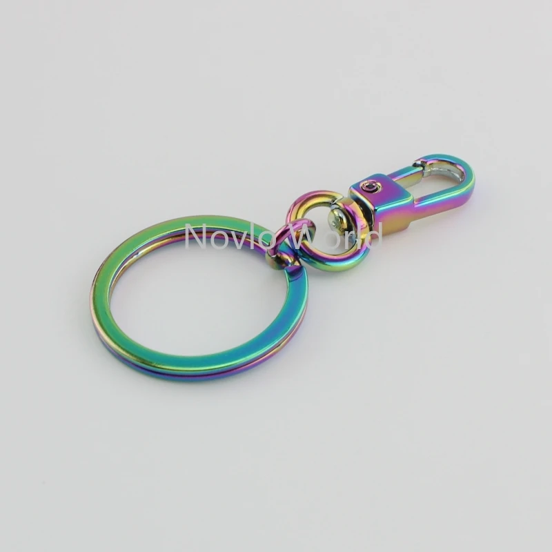 10-50pcs, Vaivorykštės spalvų Vaivorykštė swivel mažas užsegimas su 24mm raktų žiedas populiarių pakabukas krepšys, piniginė priedai