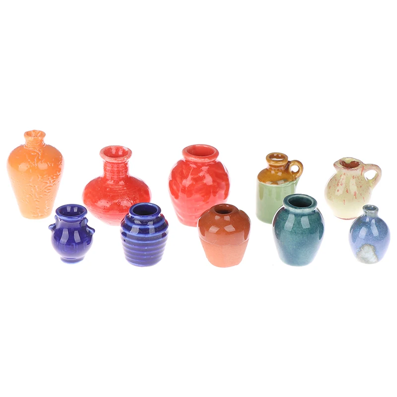 10 stilius Lėlių Miniatiūros 1:12 Mini Keramikos Puodą 