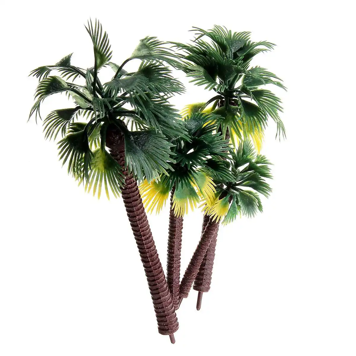 10vnt Mini Dirbtinis Medis Augalų Išdėstymo Geležinkelio Kelių Kraštovaizdžio Peizažas Medžio Masto Modelis Geltonų Lapų Kokoso vidaus Apdaila