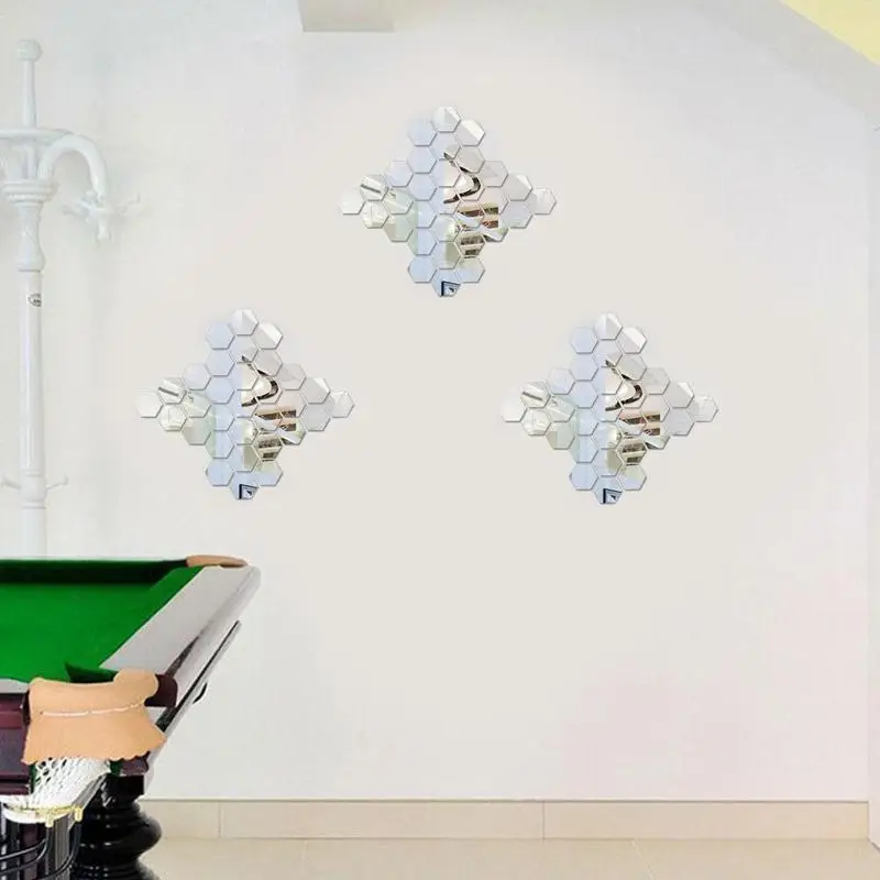 12 Vnt / set 3D Šešiakampis Akrilo Veidrodinį Sienų Lipdukai Dekoratyviniai 
