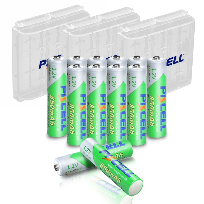 12pcs PKCELL AAA Baterijos 1.2 V 850mah NI-MH Įkraunamos AAA baterijos LSD 3A akumuliatorių ir 3Pcs AA/AAA Baterijos laikymo Turėtojas