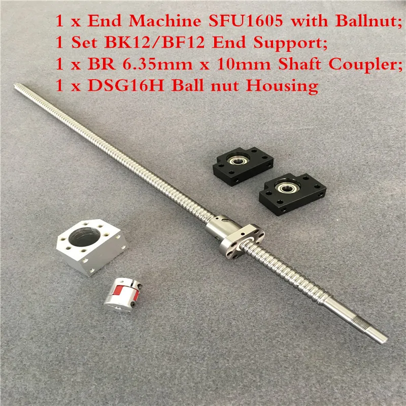 1605 Ballnut +SFU / RM 1605 Ballscrew 2000mm su tikslu apdirbta+ BK/BF12 nutraukti paramą +Veržlė Korpusas+Mova CNC