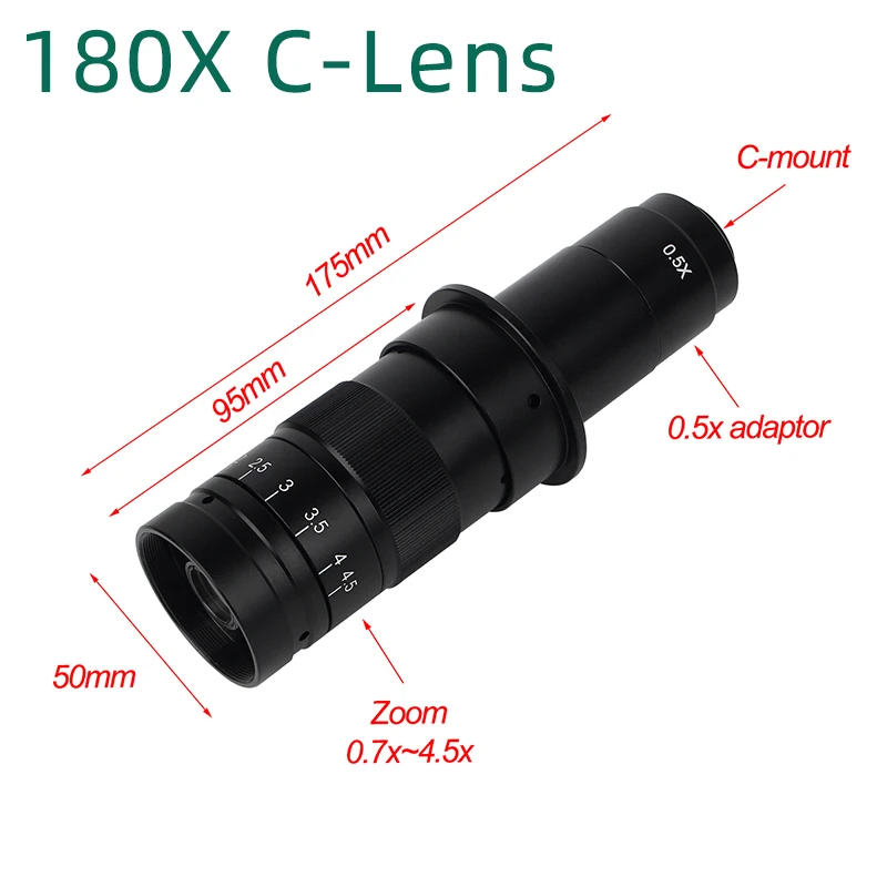 180X 300X C-MOUNT Len Pramonės Mikroskopo Vaizdo Kamera reguliuojamų Lęšių Okuliaro Mastelio Didinimo Okuliaras Plataus Kampo Objektyvas