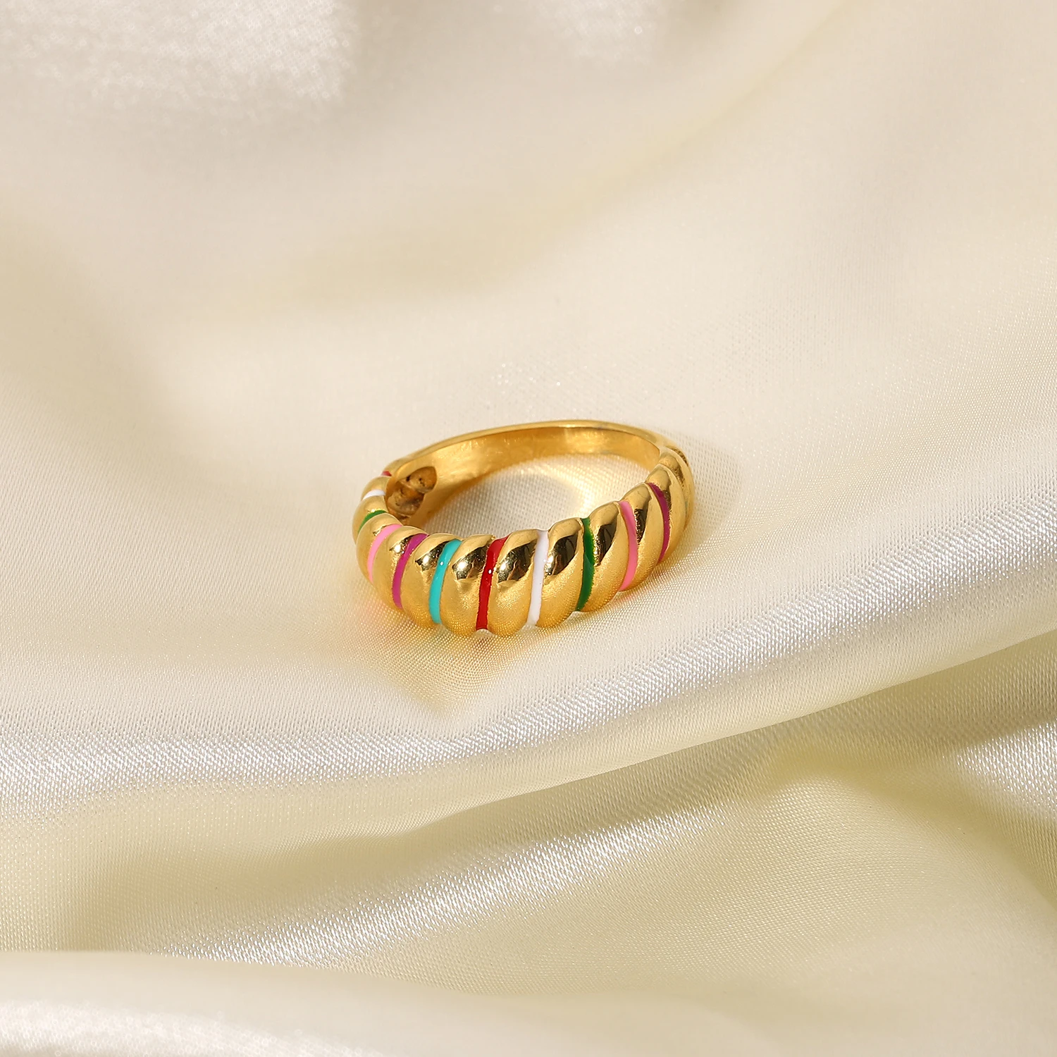 18K, Nerūdijančio Plieno, Aukso spalvos Spalvos Spalvos Žiedas Raguoliai ŽIEDAS Mados Papuošalai moterims
