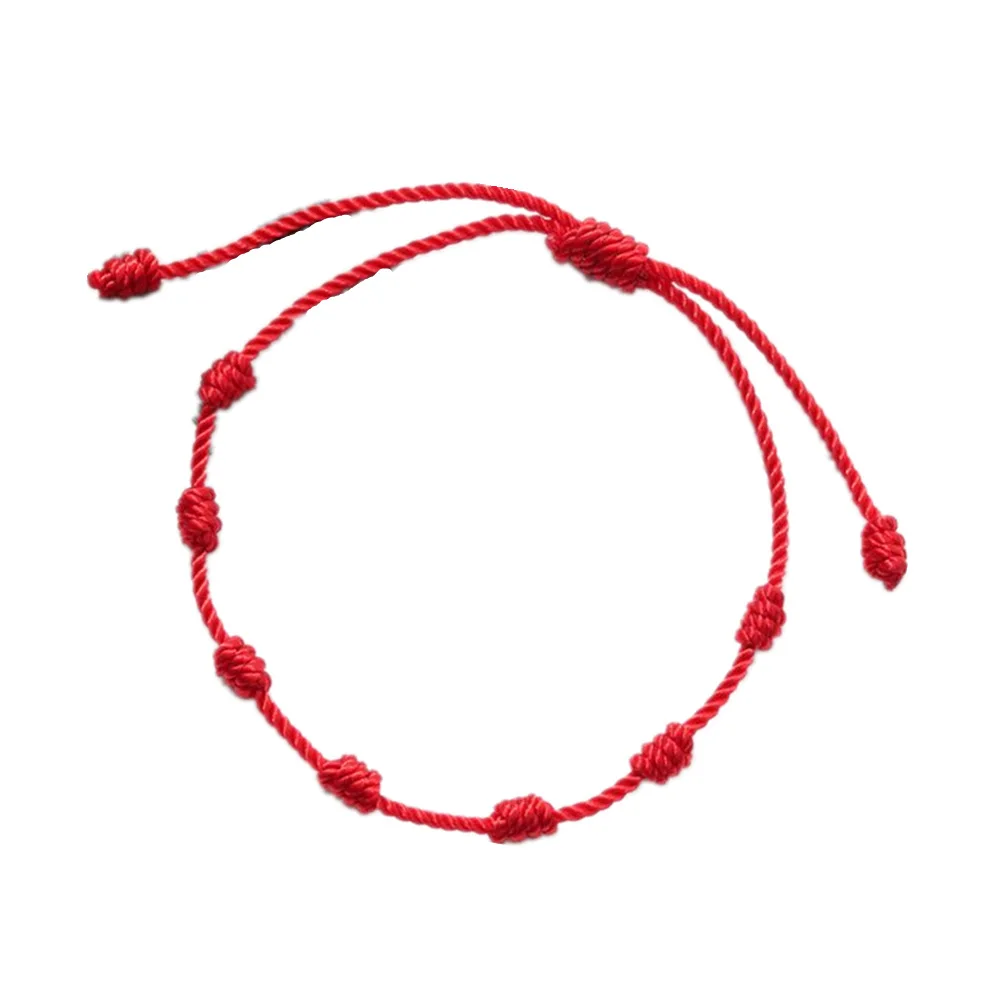 1PC Lucky Charms Bangles 7 Mazgų greičiu Raudonos String Apyrankės Apsaugos Amuletas Sėkmės Gerovės Virvę Rankų darbo Apyrankės 2021