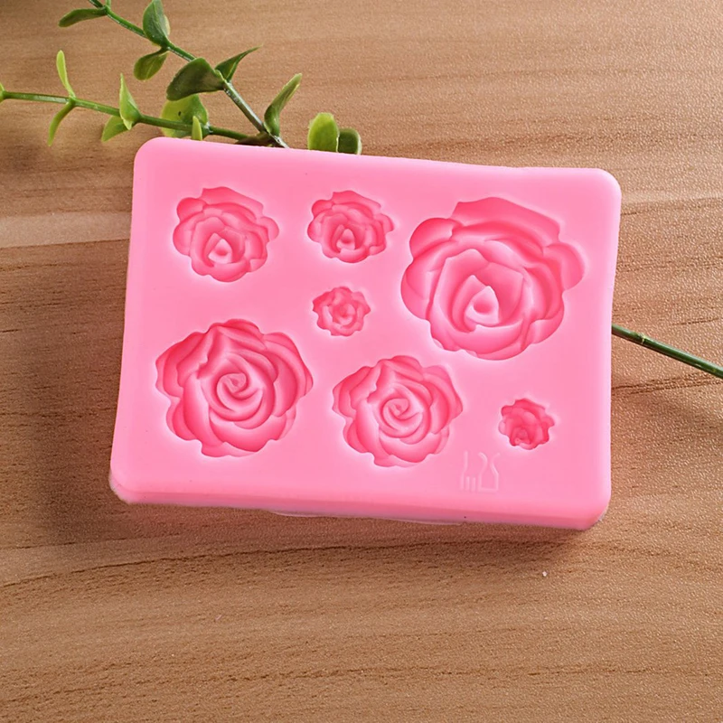 1Pcs Rose 3D Silikono Muilo Formų skirti Muilo Priėmimo Rankų darbo netoksiškas Rožinės spalvos Silikoninis Muilo Žvakė Saldainių Pelėsių, Maisto, Pelėsių