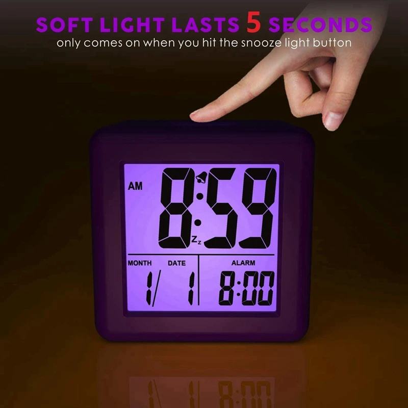 2 Vnt Skaitmeninis Laikrodis-Žadintuvas su Snaudimo LED Nakties Šviesos Miegamasis,Mažas Stalas Naktinės Kelionės Laikrodžiai, Raudona & Mėlyna