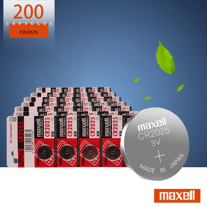 200pc originalą maxell Ličio Mygtuką Cell Baterija CR2025 Laikrodžiai 3V Kontrolės Žaislas Baterijas LED Žibintai, Žaislai, Laikrodžiai