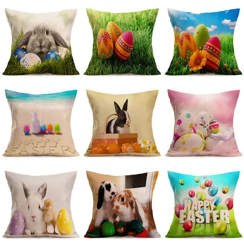 2019 Naujų namų apdailos prekių sofos pagalvėlė padengti Easter bunny medvilnės patalynė užvalkalas mielas kiaušinių pagalvės užvalkalas juosmens