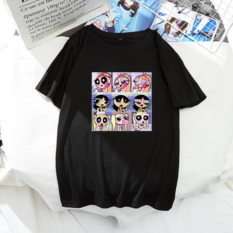 2020 naujas Kawaii Vėdrynas policijos merginos Harajuku moterų hip-hop ulzzang korėjos stiliaus Animaciją, print t-shirts Vasaros mados S-4XL