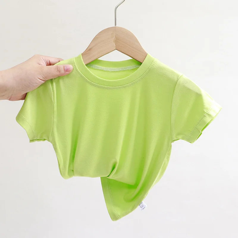 2021 m. vasarą naujas vyrų ir moterų kūdikių trumparankoviai marškinėliai vientisas vaikų marškinėliai kieto spalvų vaikiški drabužiai