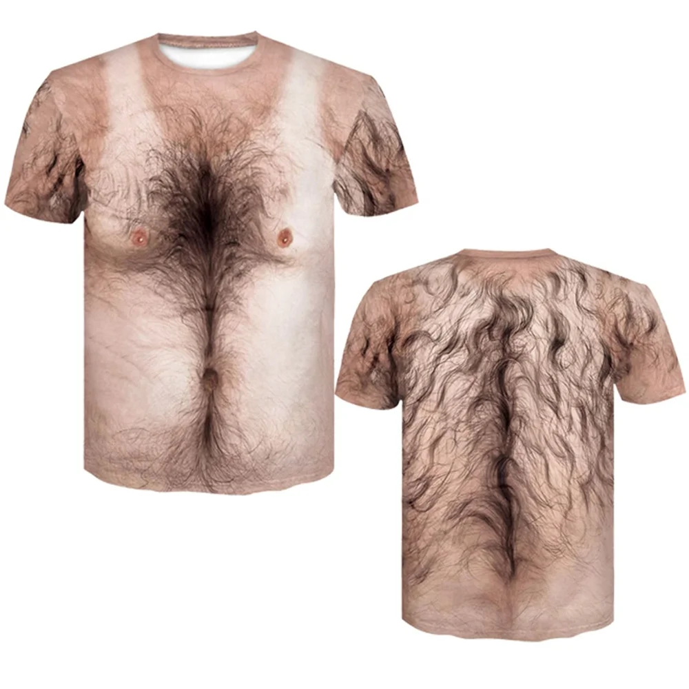 2021 naujas mados 3DT marškinėliai vyriški seksualus krūtinės plaukų raumenų trumpomis rankovėmis vasarą vyriški T-shirt juokinga
