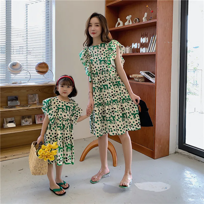 2021 Naujas Vasaros Suknelė, Šeimos Atitikimo Komplektus , Tėvų-Vaikų, Korėjiečių Stilius Laisvas Moteriška Suknelė, Sijonas Kūdikių Drabužiai Dropshipping