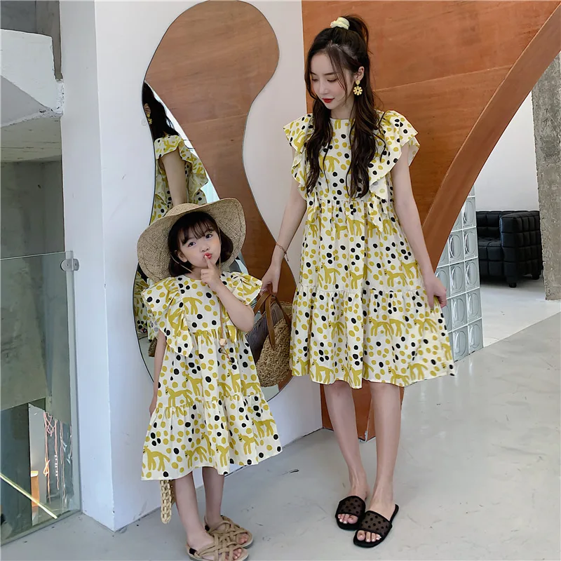 2021 Naujas Vasaros Suknelė, Šeimos Atitikimo Komplektus , Tėvų-Vaikų, Korėjiečių Stilius Laisvas Moteriška Suknelė, Sijonas Kūdikių Drabužiai Dropshipping