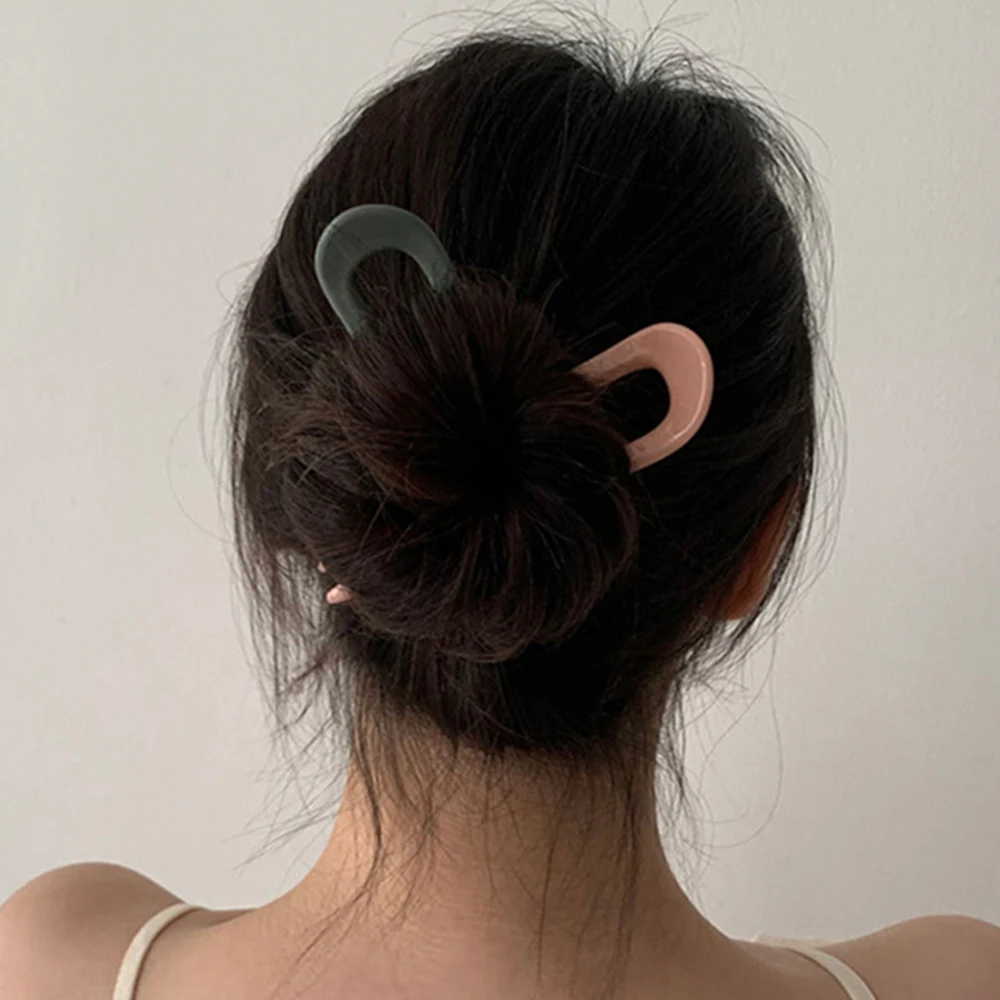 2021 Naujų korėjos Elegancija Derliaus Spalvotų Geometrinių U-formos Akrilo Šakutės plaukų segtukai Apdangalai, Aksesuarai Moterims