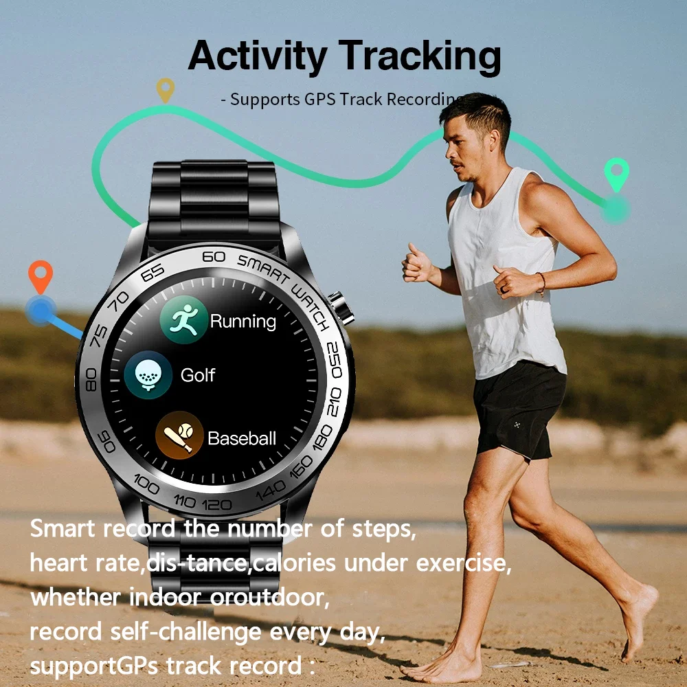 2021 Smart Watch Vyrų Pedometer Laikrodžiai GPS Fitness Tracker jutiklinių Sporto Temperatūros Vandeniui Smartwatch 