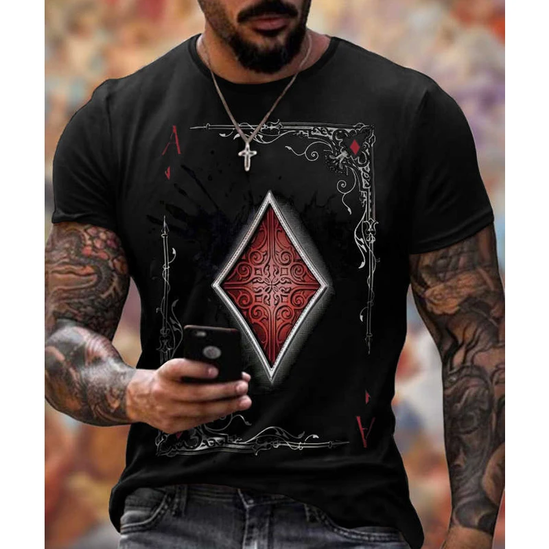 2021 Vasaros Marškinėliai, vyriški marškinėliai Kaukolės Žaidimo Kortelės 3D Spausdinimo Retro vyriški marškinėliai Atsitiktinis Gatvės Dėvėti Negabaritinių Slim T-shirt Viršų