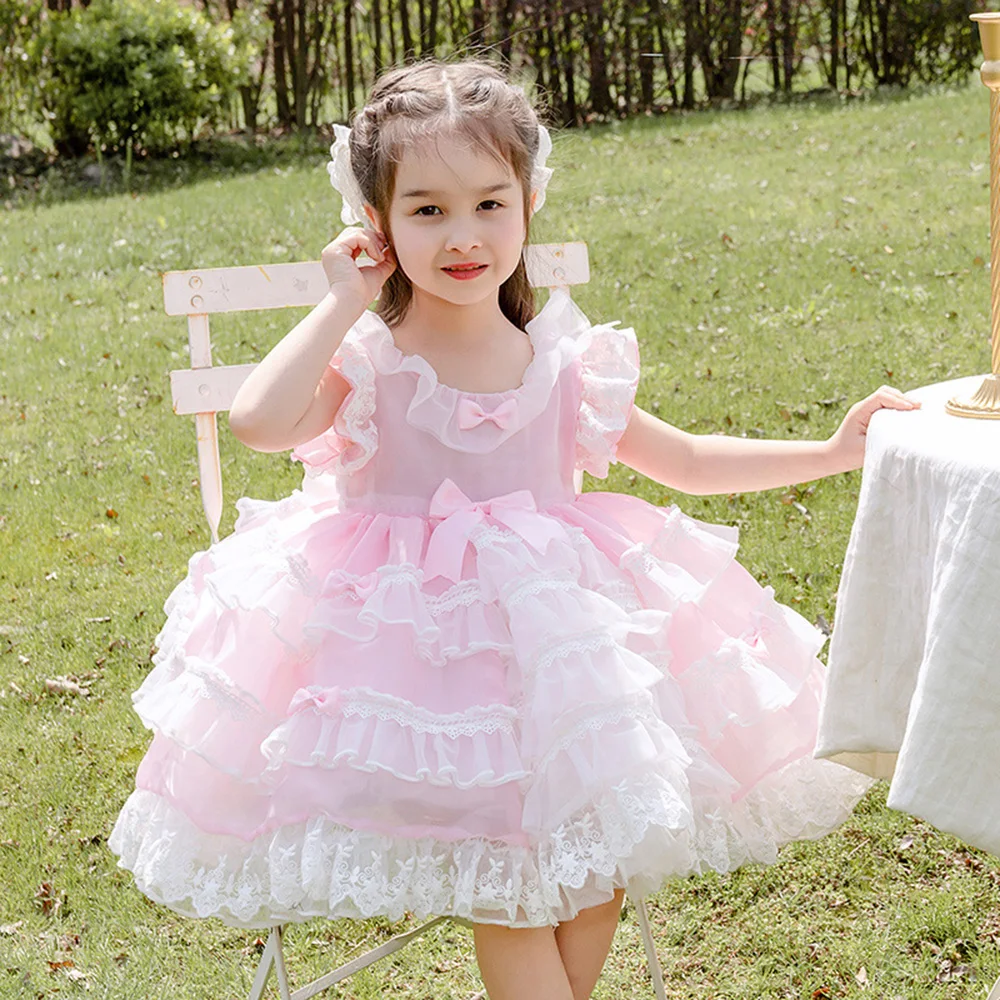 2021 Vasaros Mielas Kūdikis Merginos Sluoksnių Suknelė be Rankovių Raukiniai, Nėriniai Tiulio Princesė Suknelės Gimtadienis Vaikams, Vaikų Drabužiai