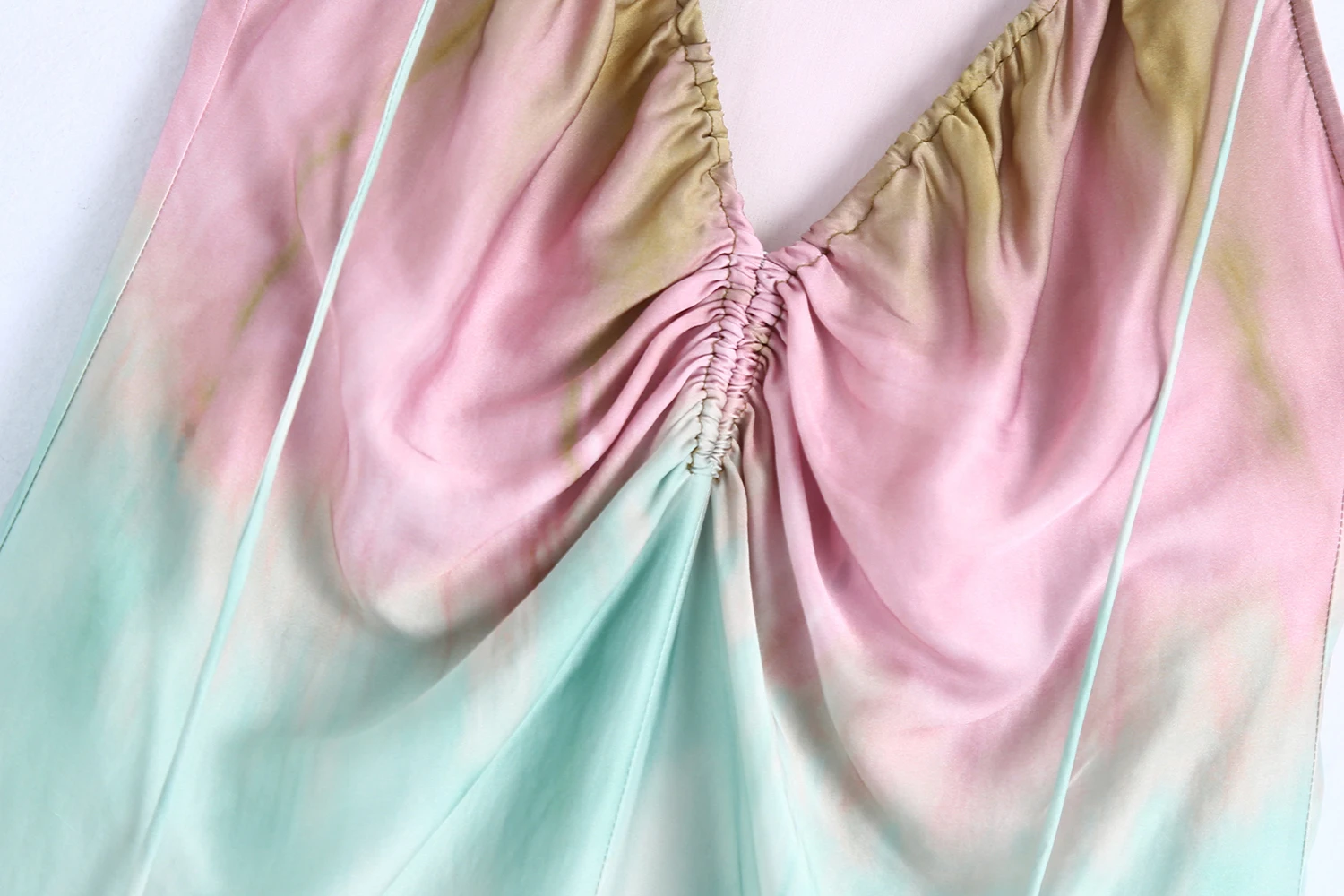 2021 ZA ponios vasaros elegantiškos mados tie dažai spausdinimas priekiniai ritininės vidutinio ilgio suknelę, retro seksualus apynasrio plonas suspender moteriška suknelė