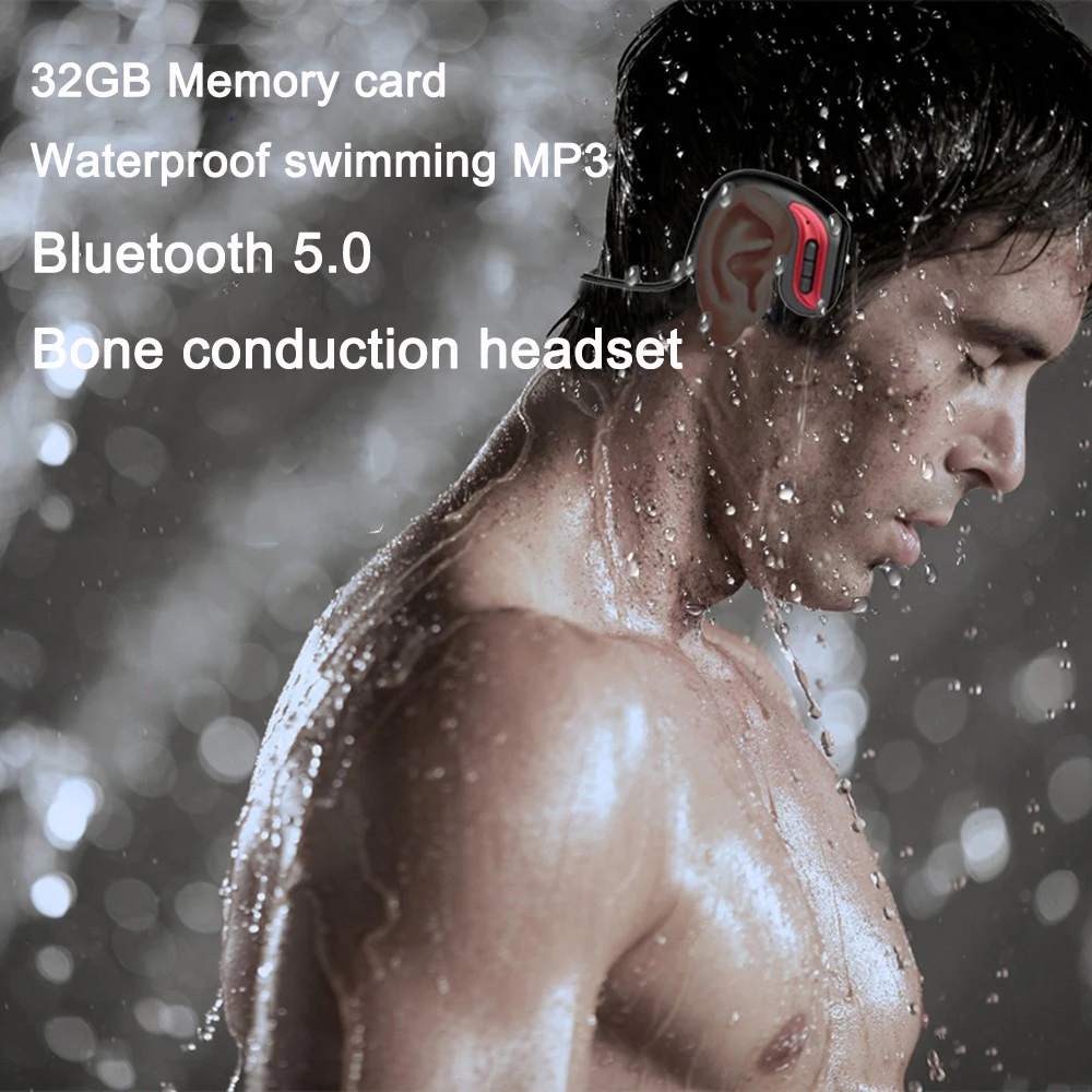 2021New IPX8 Vandeniui MP3 Muzikos Grotuvas 32GB Vidinė Atmintis Plaukimo, Nardymo Ausinės Kaulais Ausinių sportas/iš MP3