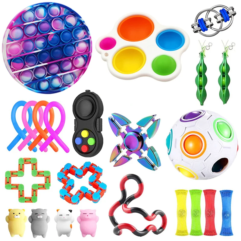 25 pak Fidget Jutimo Žaislų Rinkinys Įtempių Žaislai Autizmo Nerimas Reljefas Streso Pop Burbulas Fidget Žaislas Vaikams, Suaugusiems, Jutimo