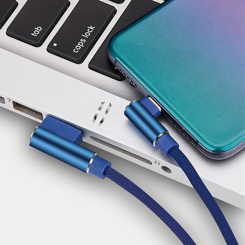 25cm USB C Micro USB Trumpas Greito Įkrovimo Kabelis Dviguba Alkūnė 90 Laipsnių Duomenų Laidą Powerbank Nešiojamas Mobiliojo Telefono Kroviklio Laidą