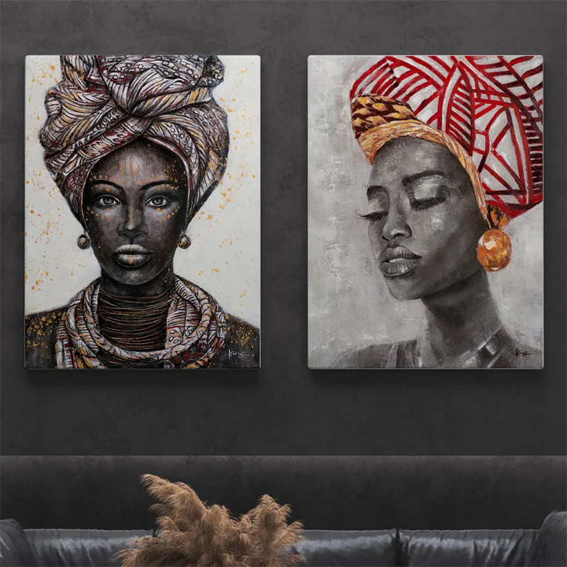 2vnt/Komplektas Interjero Paveikslai Abstraktūs Afrikos Mergina Sienos Menas, Grafiti, Plakato Spausdinimas, Drobė, Tapyba Miegamojo Puošmena Paveikslai