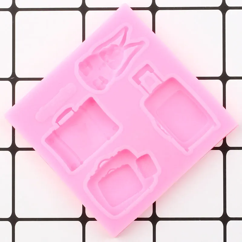 3D Maišelį Bagažo Vežimėlio Atveju Silikono Formos Saldainiai Polimero Molis Minkštas Pelėsių 