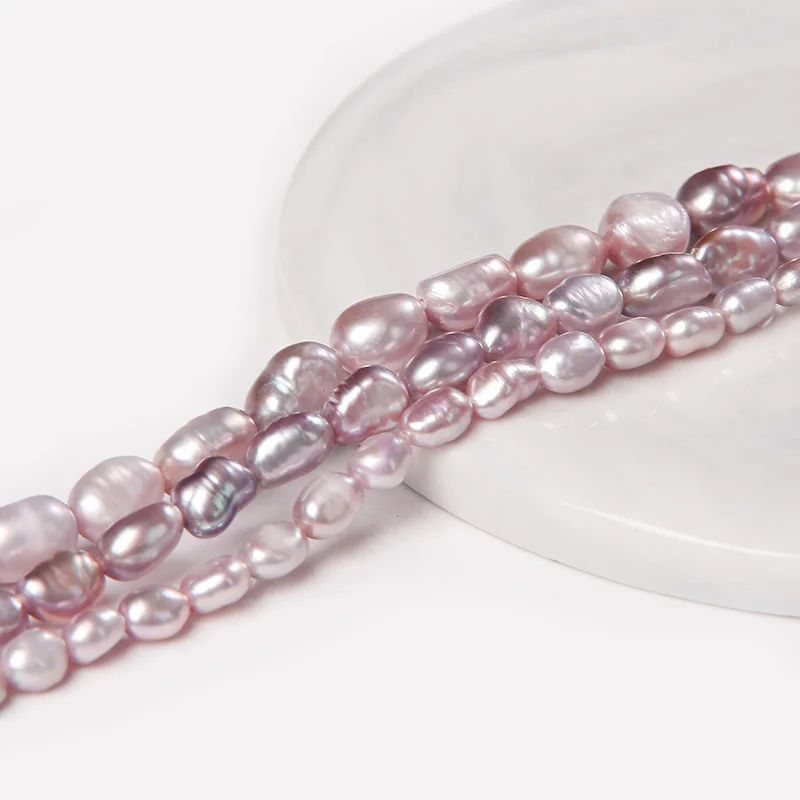 4-9 mm Skylę Tiesiai Natūralios Rausvos spalvos Gėlavandenių Perlų Karoliukai Sklandžiai Blizga Baroko Perlai 