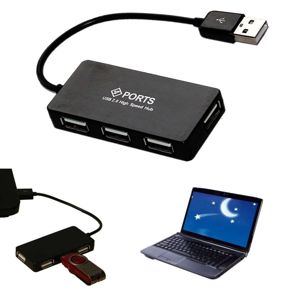 4 Prievadų USB šakotuvas Didelės Spartos USB 2.0 Hub Adapteris, Multi USB Skirstytuvo Expander Mini Centru Notebook PC Kompiuterių Priedai