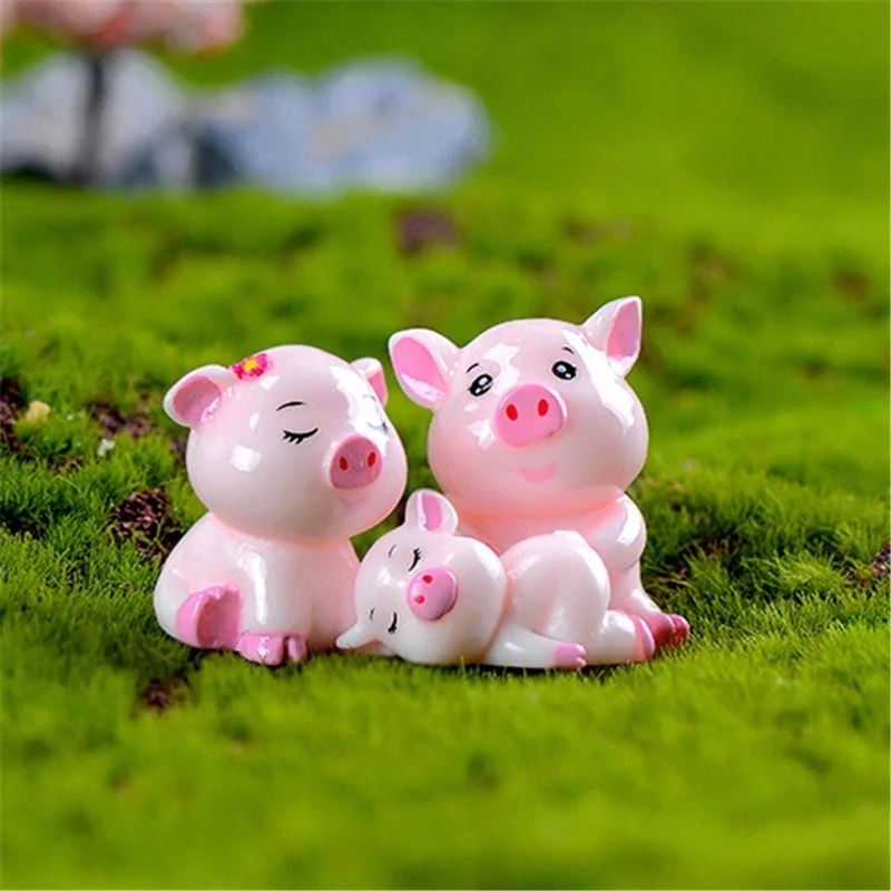 4pcs Kiaulių Mini Miniatiūrinės Statulėlės Pasakų Sodą, Lėlių Dekoro Micro Kraštovaizdžio Kawaii Priedai