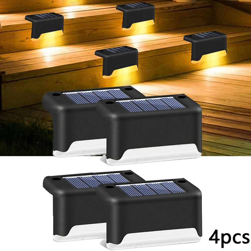 4pcs LED Saulės Laiptų Lempos Vandeniui Lauko Saulės Šviesos Sodas Kelias Kieme Kiemo Laiptais Žingsniai Tvora Lempos Saulės Naktį Žibintai