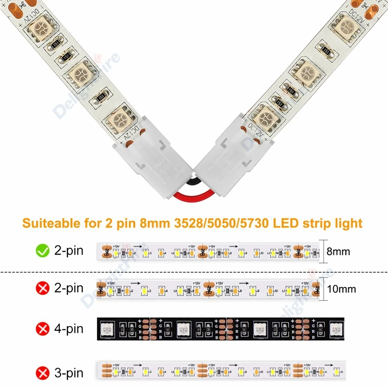 5-100vnt L Formos, LED Kampe Jungčių skaičius 2/3/4pin Kampas Reguliuojamas Terminalo Jungties 8/10mm 3528 5050 SMD RGB LED Šviesos Juostelės