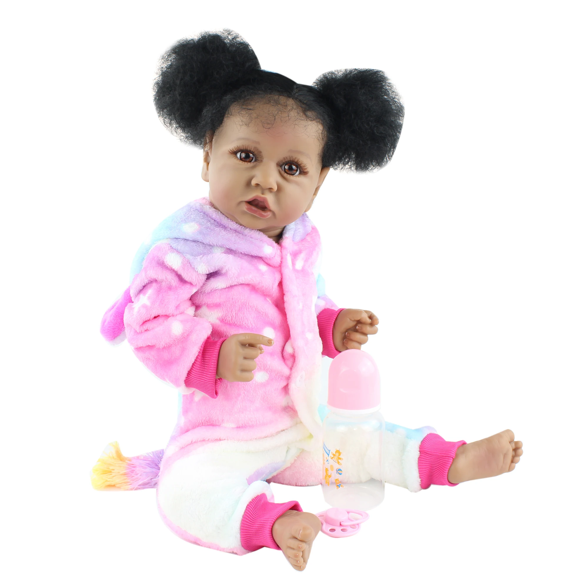 55cm Full Silikono Kūno Reborn Baby Doll Girl Tikroviška 22 Colių Vinilo Naujagimių Juoda Oda Boneca Kalėdos Vaiko Gimtadienio Dovana