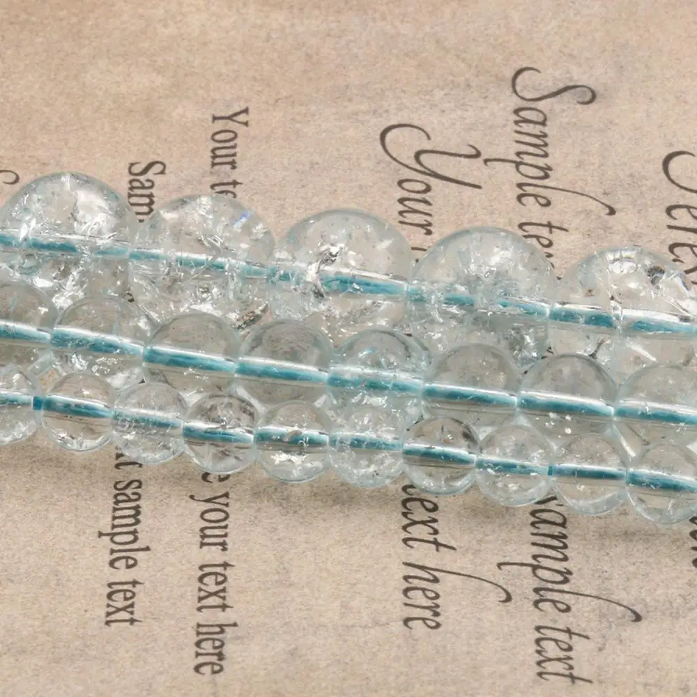6 8 10 12mm Aišku, Mėlyna Krekingo Kvarco Kristalų, Stiklo Karoliukų, skirta Jewlery Priėmimo Rankų darbo 