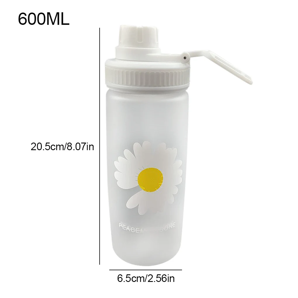 600ml Mažas Daisy Skaidraus Plastiko Vandens Butelių BPA Free Kūrybos Matinio Vandens Butelis Su Šiaudais Kelionės Arbatos Puodelio