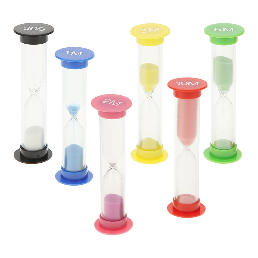 6pcs/set Kūrybos Plastiko Hourglasses Sandglass Laikmatis Vaikų Kartą, Žaislai, Dovana, Namų Puošybai 0.5/1/2/3/5/10 minučių smėlio laikrodis