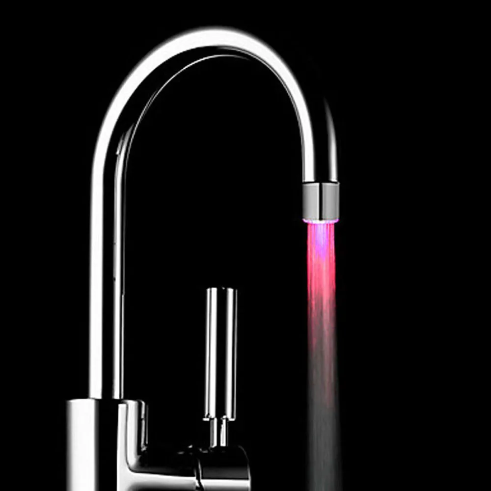7 Spalvų RGB Keitimas Švyti LED Vandens Maišytuvas Stream Šviesos Dušo Bakstelėkite Galvos Virtuvės Slėgio Jutiklis Vonios Aksesuaras CD