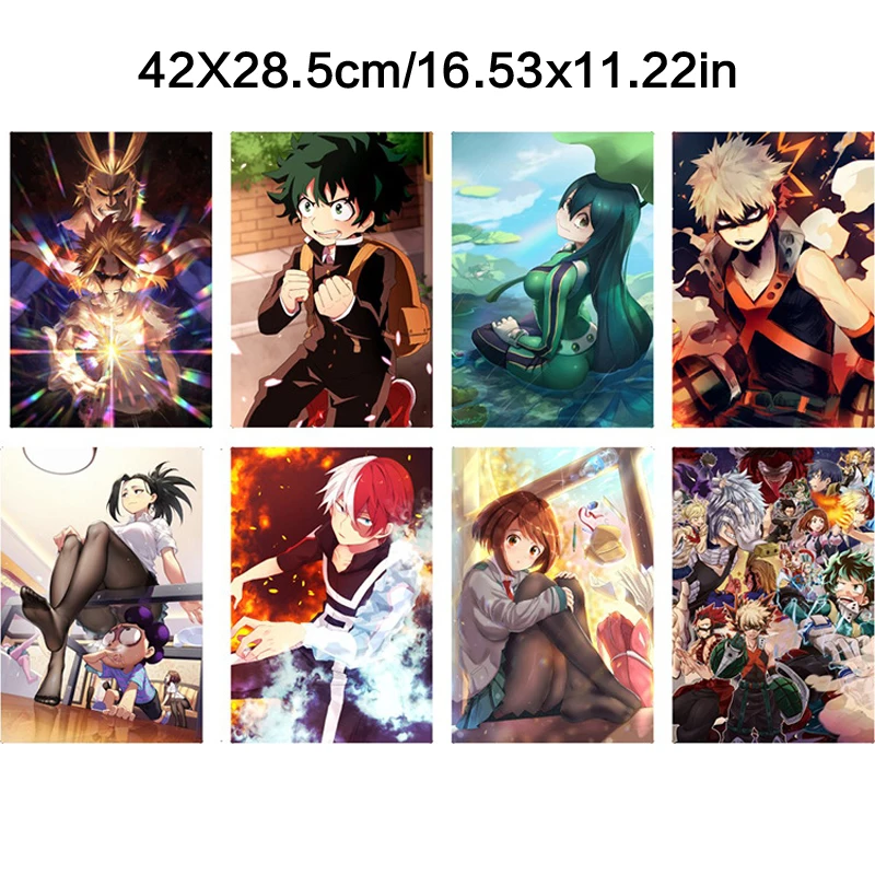 8Pcs Mano Herojus akademinės bendruomenės Plakatai Midori Slėnis Ikubaku Katsuji Oermat HD Plakato Foną 42x28.5cm HD Anime Plakato Foną
