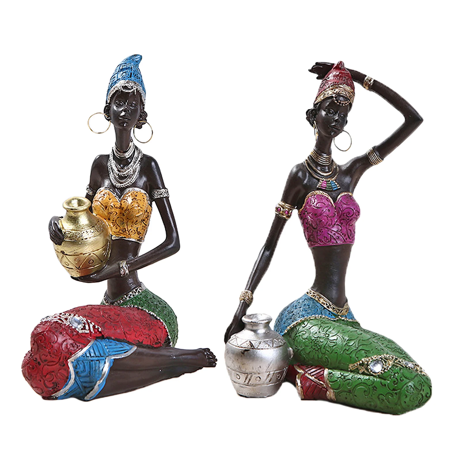 Afrikos Figūrėlės Kūrybos Derva, Statula, Skulptūra Stalo Dekoro, Etninio Stiliaus Kambarinių Augalų Puodą Gėlių Vaza Namų Kambarį