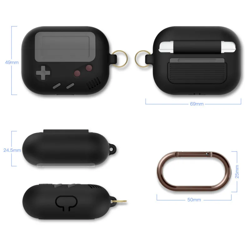 AirPods Pro 1 Ir 2 Atveju, Mada, Retro Žaidimas, Ausinių Atveju Airpods Pro 1 2 Mielas 3D Gameboy Silikono Ausinių Padengti Keychain