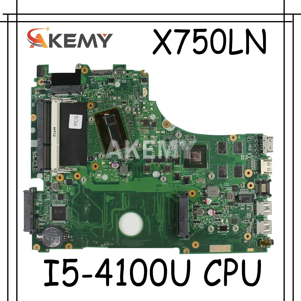 Akemy X750LN nešiojamojo kompiuterio motininė plokštė, Skirta Asus X750LB X750LN X750L K750L A750L mainboard plokštė bandymo I5-4100U CPU GT840M/2GB