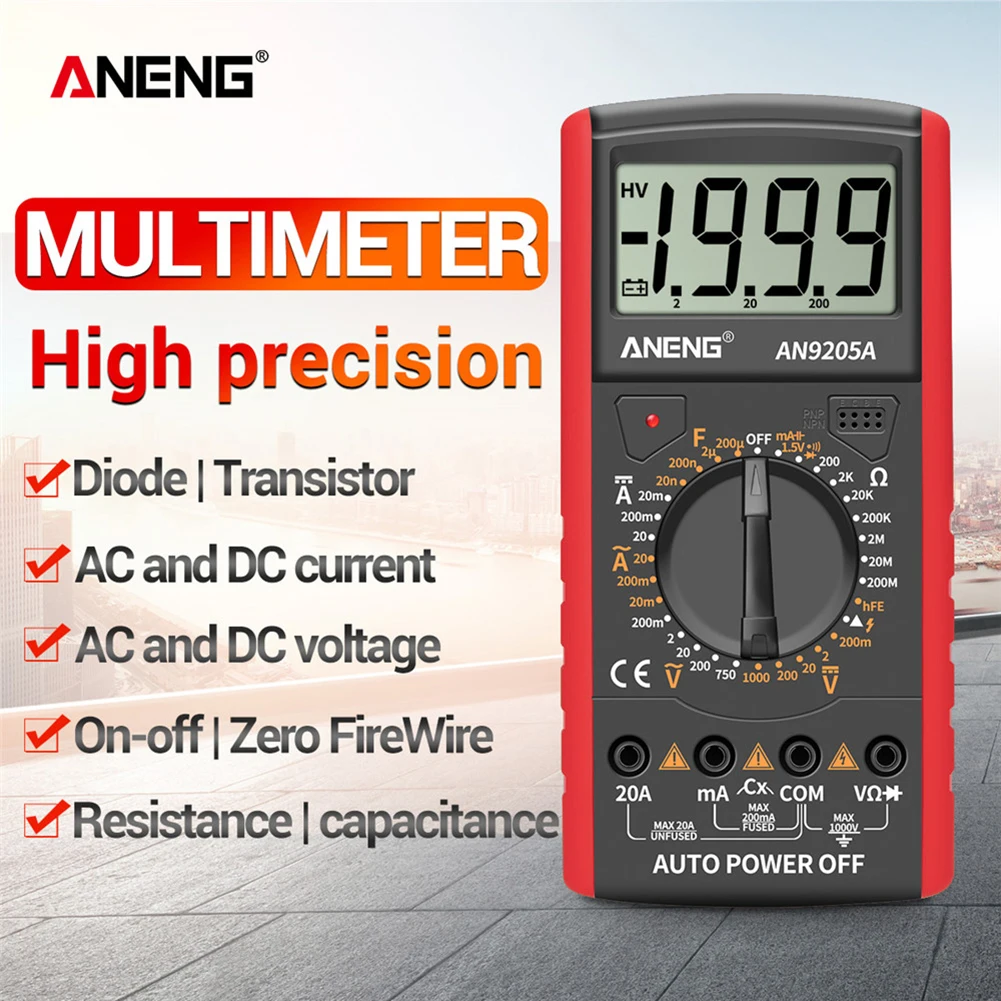 ANENG AN9205A LCD Skaitmeninis Multimetras Voltmeter Ammeter Atsparumas Testeris, Skaitmeninis Mini Multimetras Talpa Matuoklis