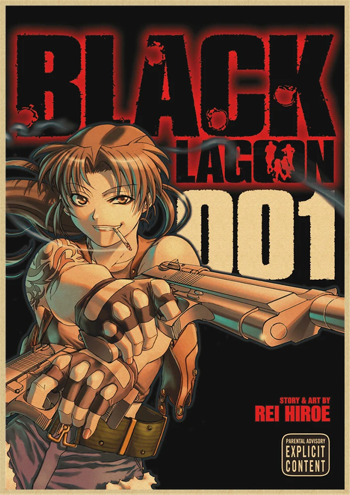 Anime Black Lagoon Kraftpaper Plakato Meno Tapybos Siena Lipdukas Kavos Namai Baras