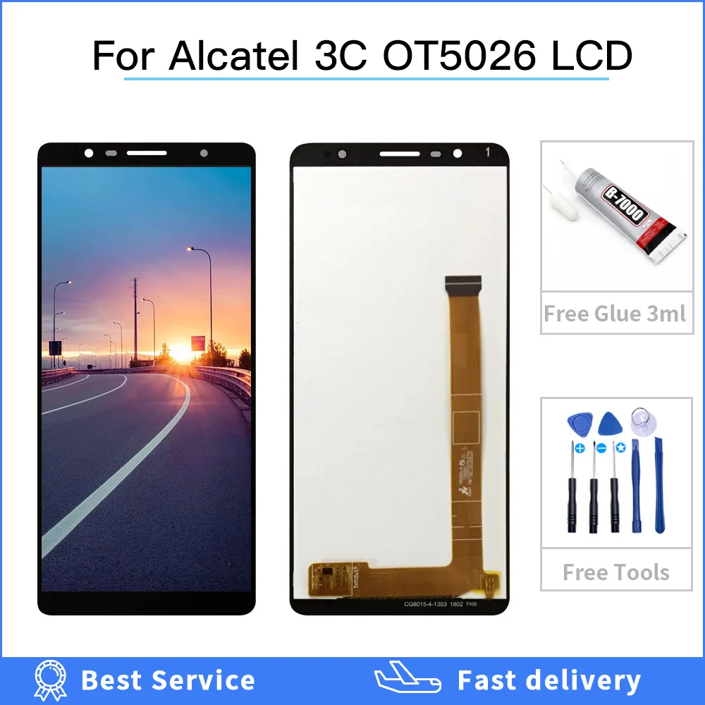 Aukštos kokybės ekrano Alcatel 3C OT 5026 5026 5026A 5026D OT5026 LCD Ekranas Jutiklinis Ekranas skaitmeninis keitiklis Asamblėjos + Įrankiai + klijai