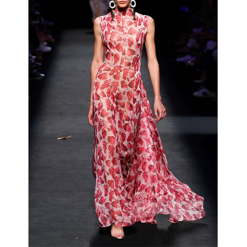 Aukštos Kokybės kilimo ir tūpimo Tako Dizainerių Suknelė 2021 Atostogų Bohemijos Gėlių Atspausdintas Šifono Ilgos Suknelės Moterims Vasaros Boho Drabužiai