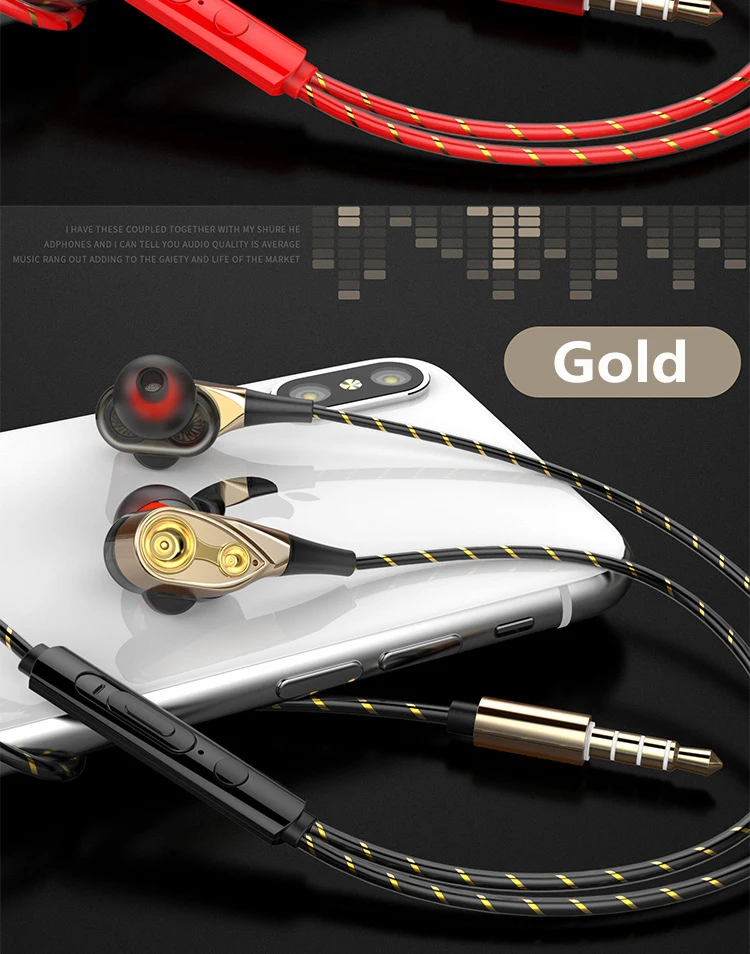 Ausis ausis įkišamos Ausinės Deep Bass DJ HiFi Ausines Su Dual Didelės raiškos Dinaminis Vairuotojo High-fidelity Audio Xiaomi / Ios