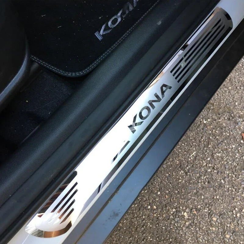 Automobilių Durų Slenksčio Nusitrinti Plokštė, skirta Hyundai KONA/KAUAI 2018 Nerūdijančio Plieno Durų Slenksčio Raštas Lipdukas Naujų Kona Kauai
