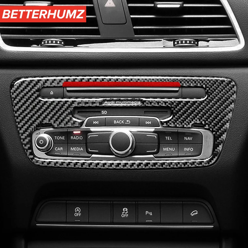 Automobilių Interjero Formavimo Anglies Pluošto auto lipdukas CD pagrindinio Valdymo Skydelio Dangtelį Apdailos Juostelės, Skirtos Audi Q3 2013-2018 m. priedai