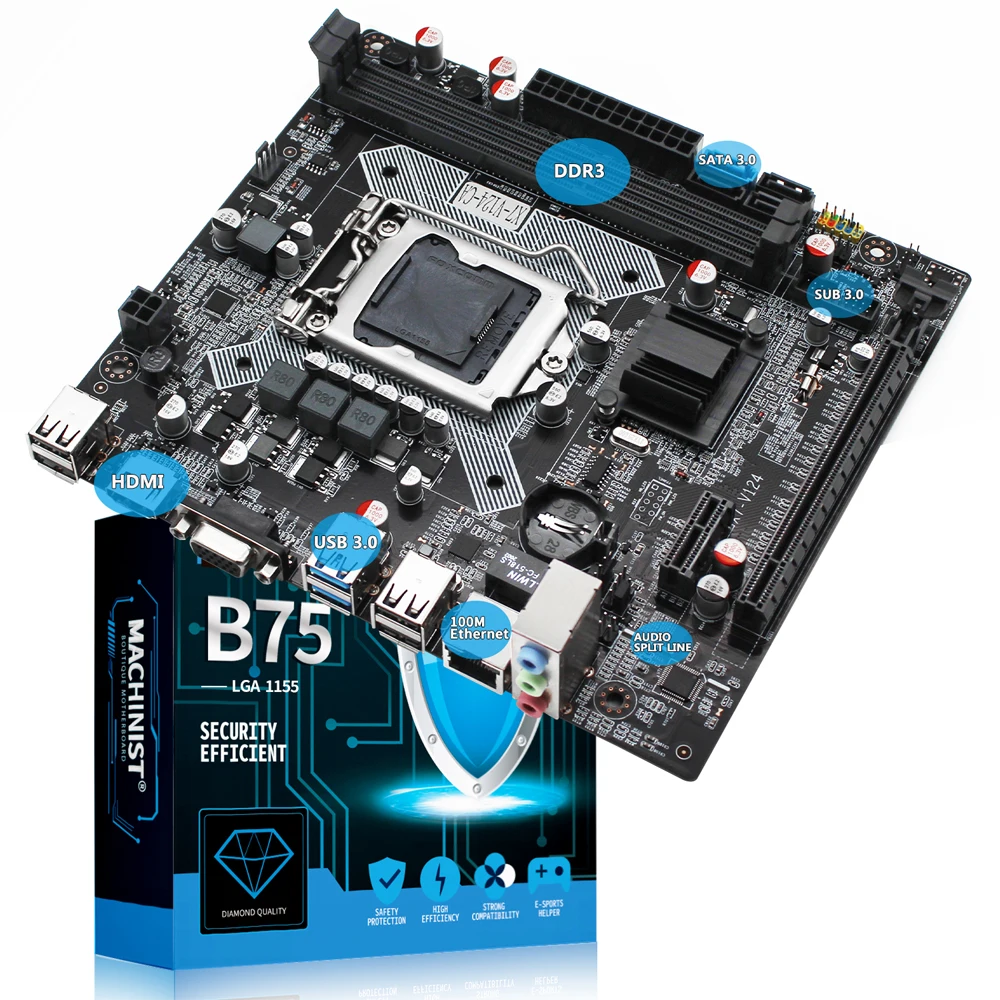 B75 plokštė LGA 1155 rinkinys rinkinį su aušinimo core I5-3570 CPU parama 16GB(2*8) DDR3 ram atminties X7-V124